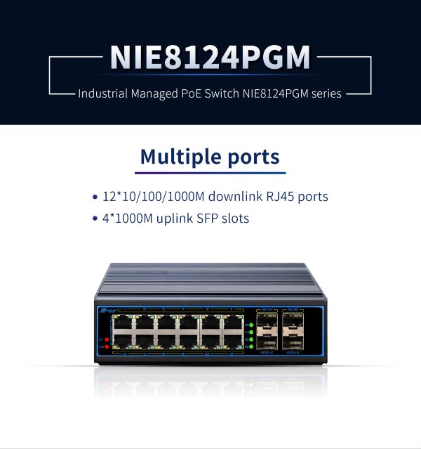 NIE8124PGM 16 ports full gigabit managed Industrial PoE Switch(图1)